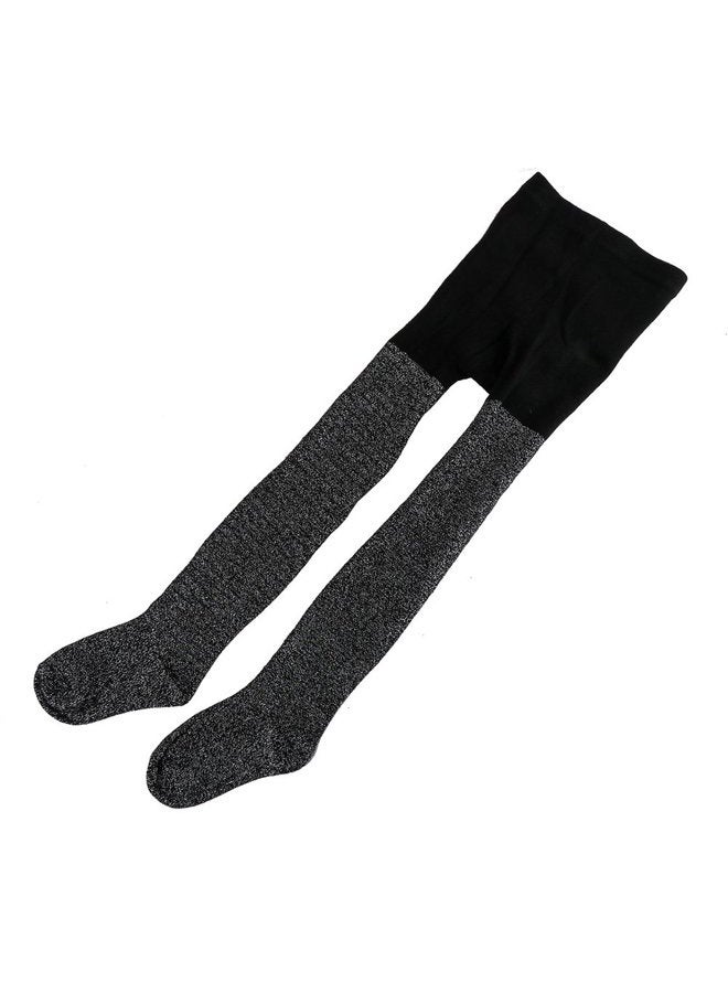 Ehdching Children Black Cotton Sparkly Baby Girls Glitter Pantyhose Stockings Tights for Baby Girls Kids, 1 Pack Xblack, 4-7 Years - Image 2