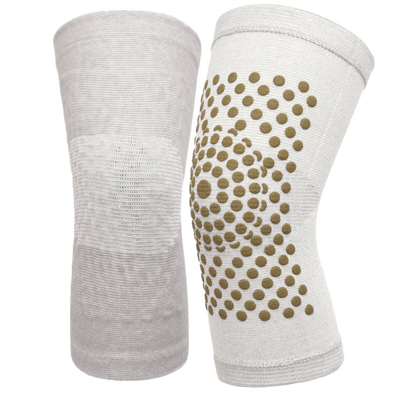 Generic Autumn Winter Warm Thickened Moxa Knee Support Middle-Aged And Elderly Knee Joint Warm Knee Protective Socks Tied Knit Knee Pads Gray green dot knee pads 