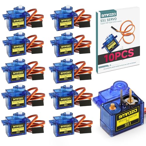 Smraza 10 Pcs SG90 9G Micro Servo Motor Kit Metal Gear for Arduino Projects RC Robot Robot Arm Helicopter Airplane Car and Boat Control Mini Servo Applications - Image 1