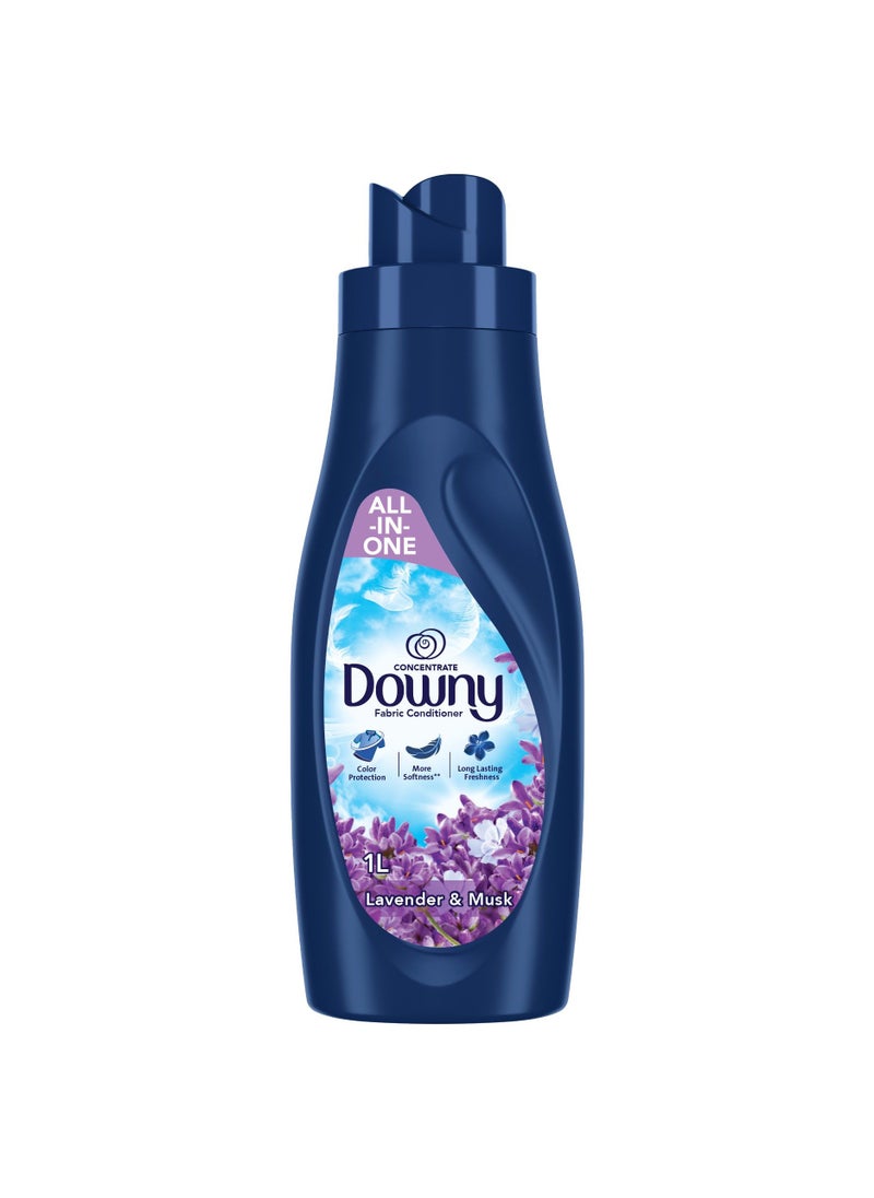 Downy Lavender And Musk Fabric Conditioner Concentrate Softener With Colour Portection More Softness And Long Lasting Freshness 1L  - Image 1
