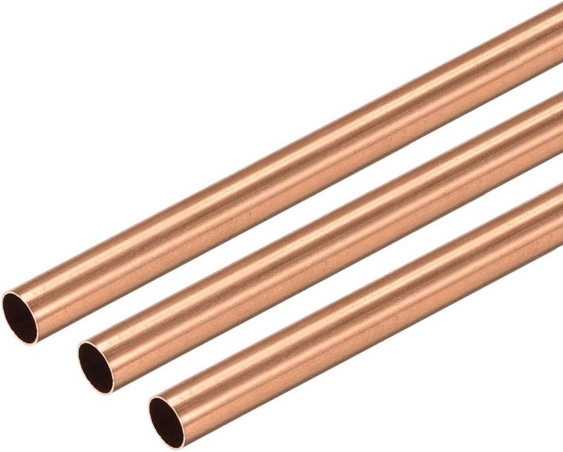uxcell Copper Round Tube, 5mm OD 0.2mm Wall Thickness 300mm Long Straight Pipe Tubing 3 Pcs - Image 1