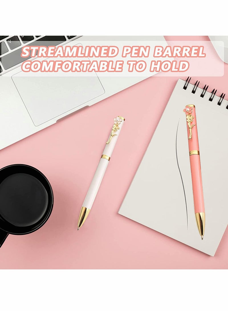 SOLARAE Set Of 4Pcs Ballpoint Pens, Smooth Writing , Metal Twist Pretty Pens for Journaling, 1.0 mm Medium Point Black Ink Cute Pens,Office Supplies Fancy Pen Sets For Women Men Gift - Image 3