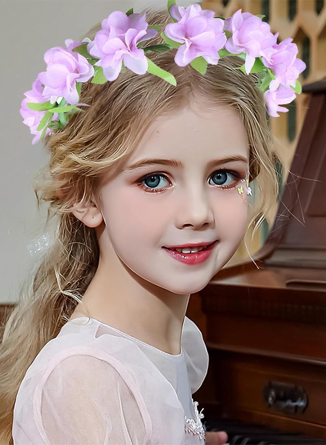 MARGOUN غطاء رأس زهور للفتيات - إكليل زهور زفاف نسائي - إكليل زهور للفتيات - رباط رأس للفتيات - إكليل زهور - غطاء رأس بأوراق بنفسجية - Image 1