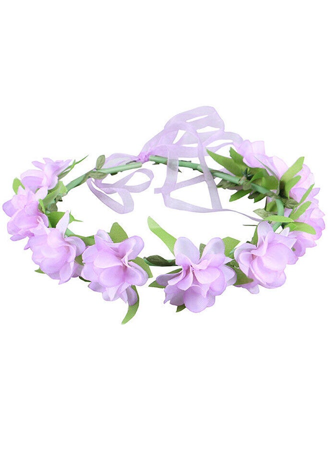 MARGOUN غطاء رأس زهور للفتيات - إكليل زهور زفاف نسائي - إكليل زهور للفتيات - رباط رأس للفتيات - إكليل زهور - غطاء رأس بأوراق بنفسجية - Image 4