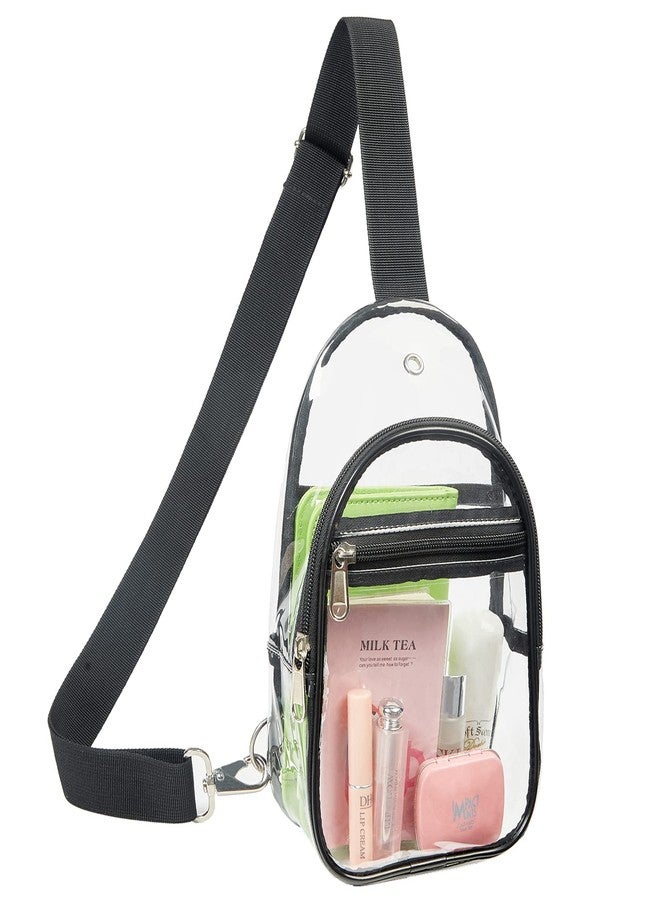 COVAX Clear Sling Bag Stadium Approved, Clear Chest Backpack, Crossbody Chest Bag for Men & Women, Black - Image 1