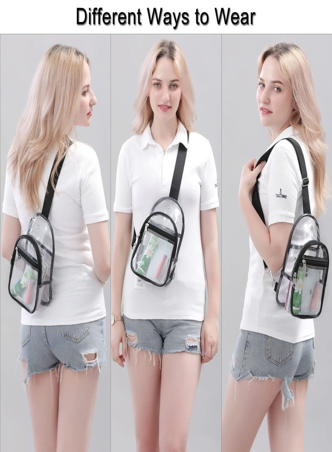 COVAX Clear Sling Bag Stadium Approved, Clear Chest Backpack, Crossbody Chest Bag for Men & Women, Black - Image 3