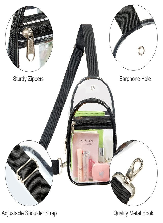 COVAX Clear Sling Bag Stadium Approved, Clear Chest Backpack, Crossbody Chest Bag for Men & Women, Black - Image 5