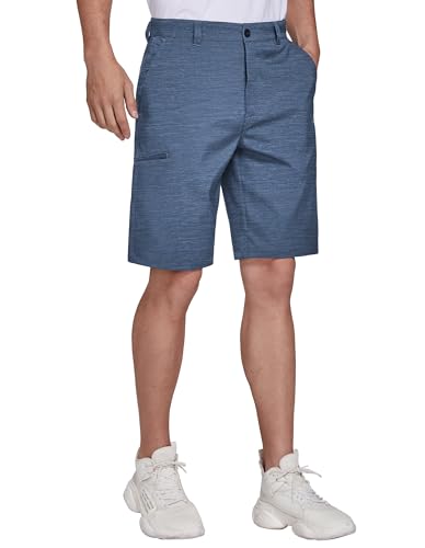 PULI Men's Golf Shorts Stretch Casual Chino Hybrid Dress Flat Front Lightweight Quick Dry with Pockets Blue 30 - Image 3