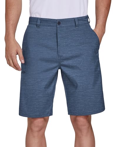 PULI Men's Golf Shorts Stretch Casual Chino Hybrid Dress Flat Front Lightweight Quick Dry with Pockets Blue 30 - Image 1