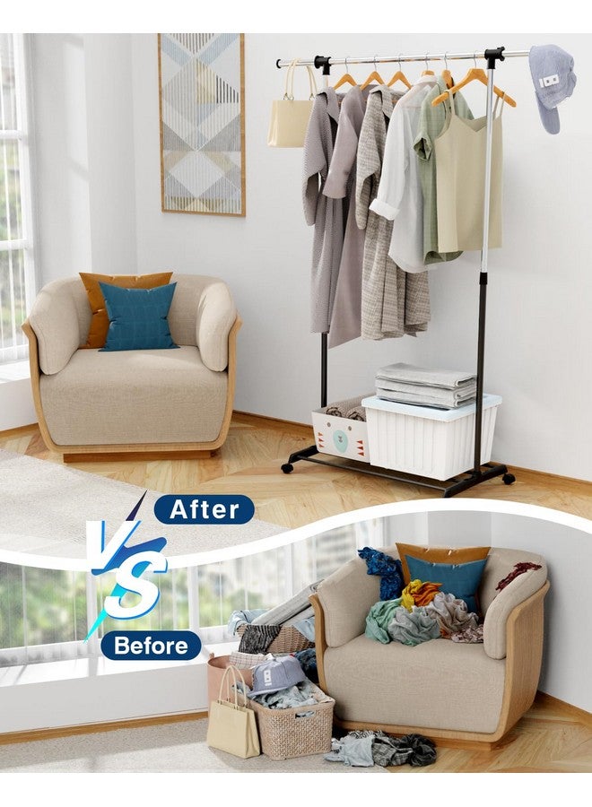 Whitmor Deluxe Adjustable Garment Rack - Rolling Clothes Organizer - Black and Chrome - Image 3