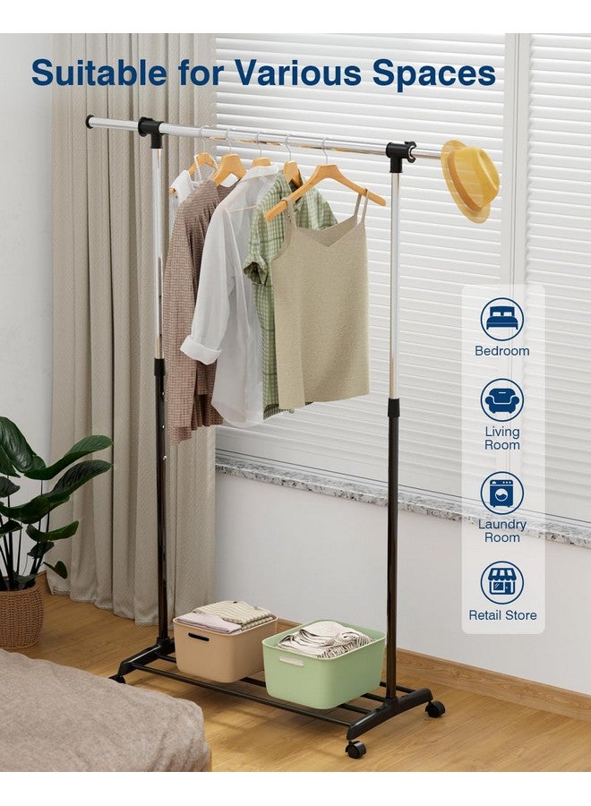 Whitmor Deluxe Adjustable Garment Rack - Rolling Clothes Organizer - Black and Chrome - Image 5