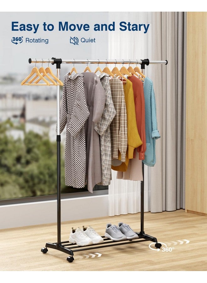 Whitmor Deluxe Adjustable Garment Rack - Rolling Clothes Organizer - Black and Chrome - Image 4