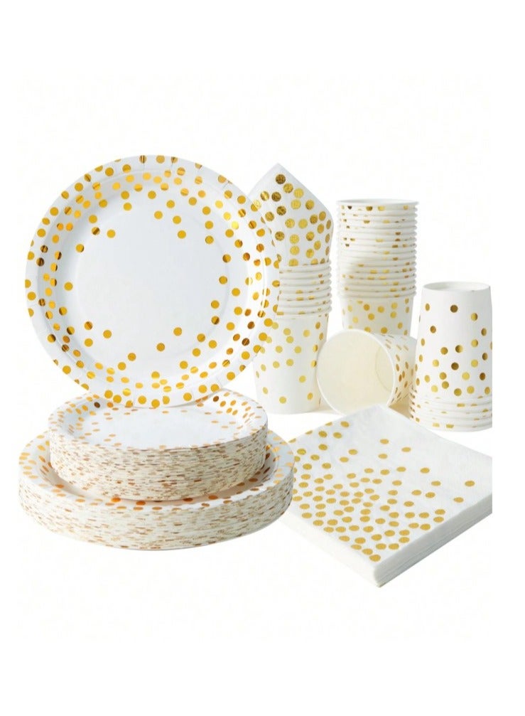 Plates, Cups and Napkins Set of 100 Plates Party Supplies for Happy Occasions and Birthdays  - Image 1