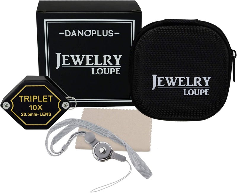 DANOPLUS Jeweler's Magnifier, 10x Magnification Folding Magnifier Jeweler Diamond Magnifying Glass for Diamonds, Jewelers, Coins, Stamps - Image 3