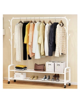 Rolling Clothes Rack, Metal Clothes Hanging Garment Rack, Heavy Duty Indoor Bedroom Clothes Coat Stand Shoes Rack with Top Rod and Lower Storage Shelf Coat Rack (125cm 2 layers-White) - pzsku/ZF04E0016E8597E772ECEZ/45/_/1694072575/26a32908-e313-4818-8105-0e9a0863774b