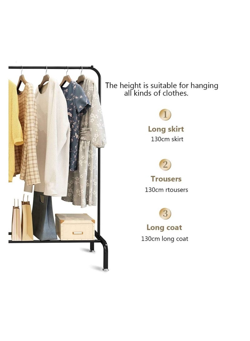 Rolling Clothes Rack, Metal Clothes Hanging Garment Rack, Heavy Duty Indoor Bedroom Clothes Coat Stand Shoes Rack with Top Rod and Lower Storage Shelf Coat Rack (125cm 2 layers-White)