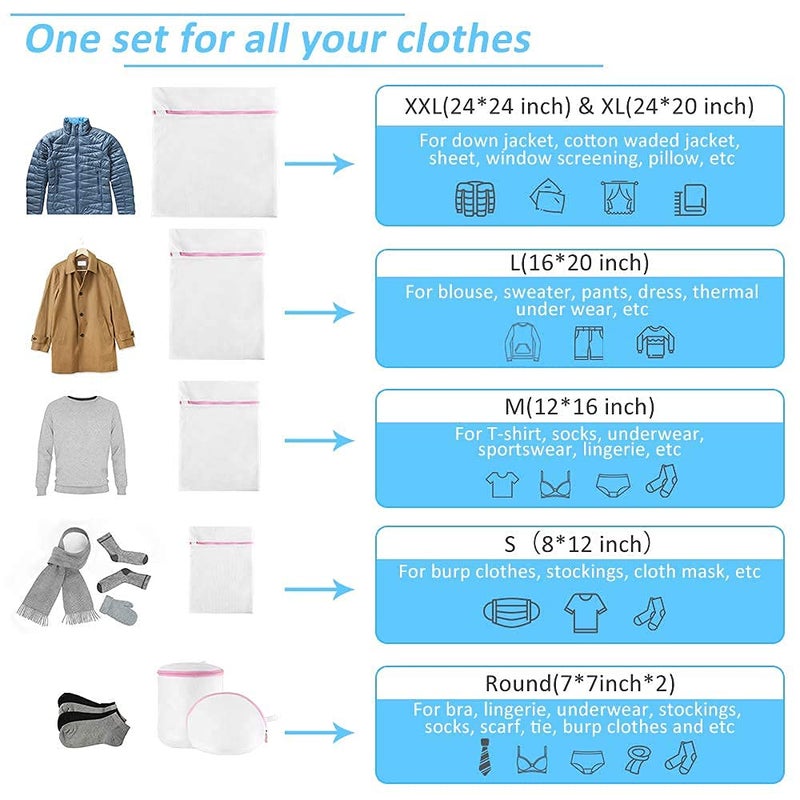 BESTOTTAM 7 Piece Set Mesh Laundry Bag for Wash Machine Laundry Clothes Washing Bags for Blouse Bra Hosiery Stocking Underwear Lingerie Saver Mesh Net - Image 5