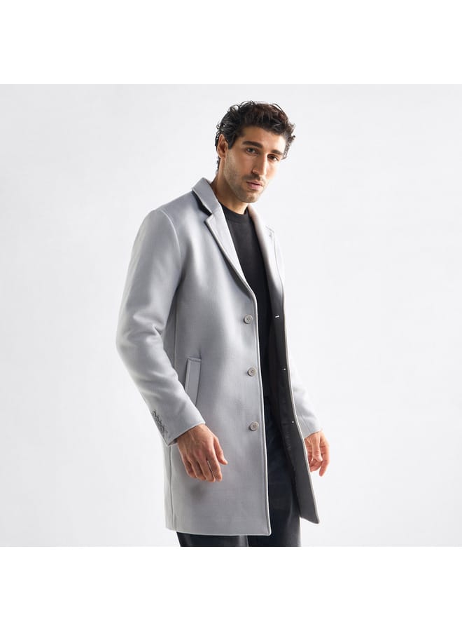 Splash FAV Solid Notch Lapel Coat with Pockets and Long Sleeves  - Image 1