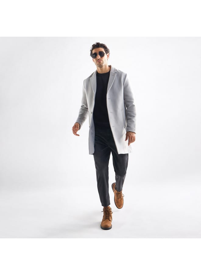 Splash FAV Solid Notch Lapel Coat with Pockets and Long Sleeves  - Image 2
