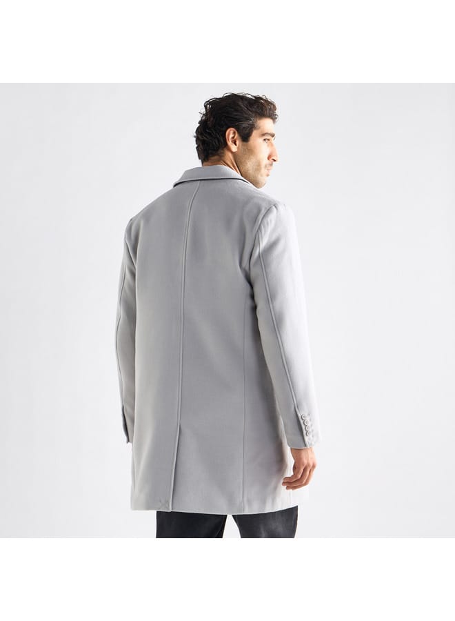 Splash FAV Solid Notch Lapel Coat with Pockets and Long Sleeves  - Image 3