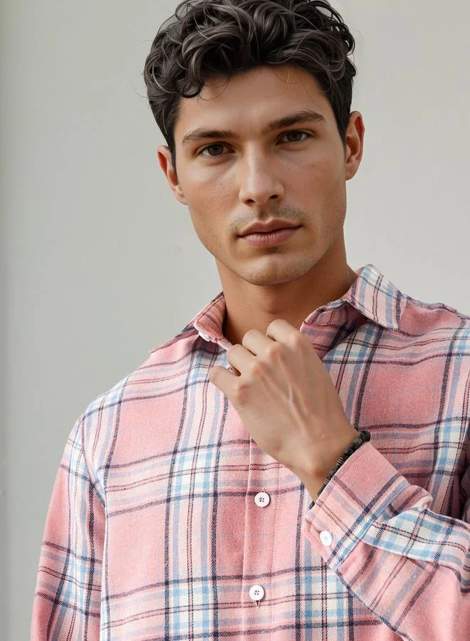 Lee Cooper Lee Cooper Regular Fit Checked Collared Shirt