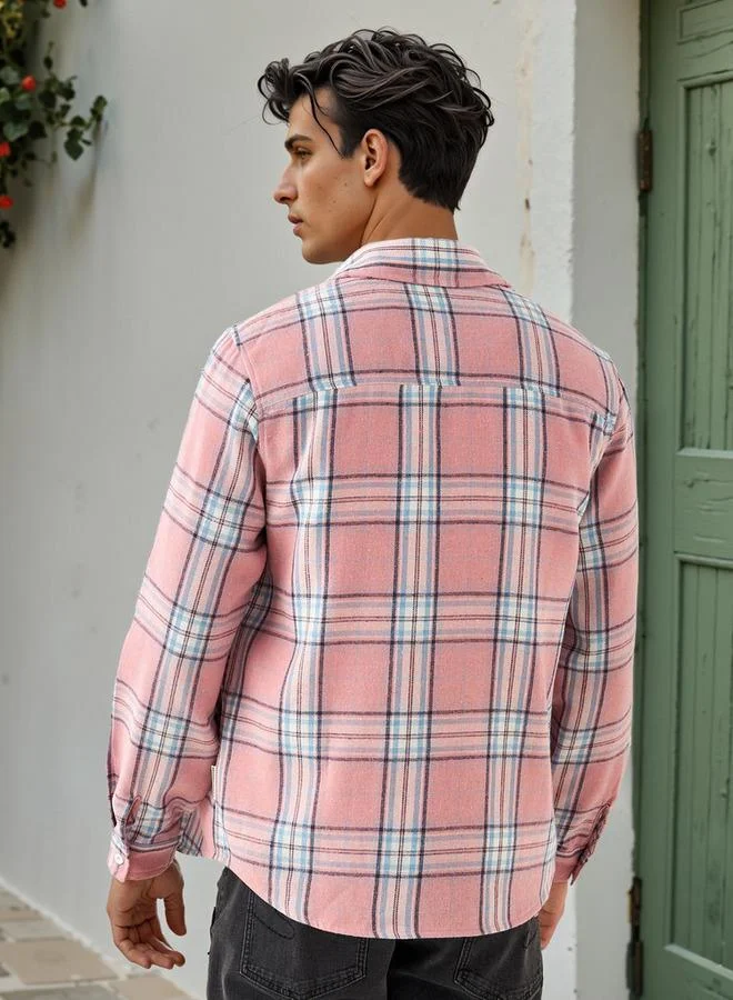 Lee Cooper Lee Cooper Regular Fit Checked Collared Shirt