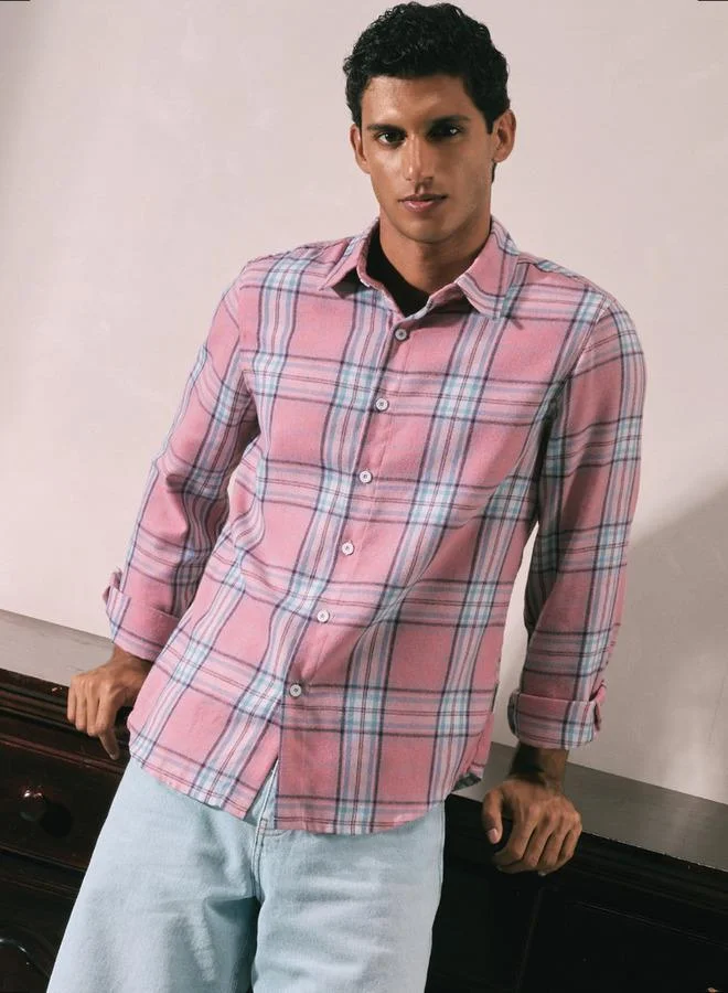 Lee Cooper Regular Fit Checked Collared Shirt