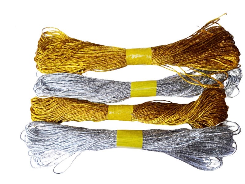 3A Featuretail Silver and Golden Natural Jute Thread for Arts and Crafts, Gifts, DIY, School Projects and Decoration (2pc Golden, 2pc Silver 10mtr Each) - Image 4
