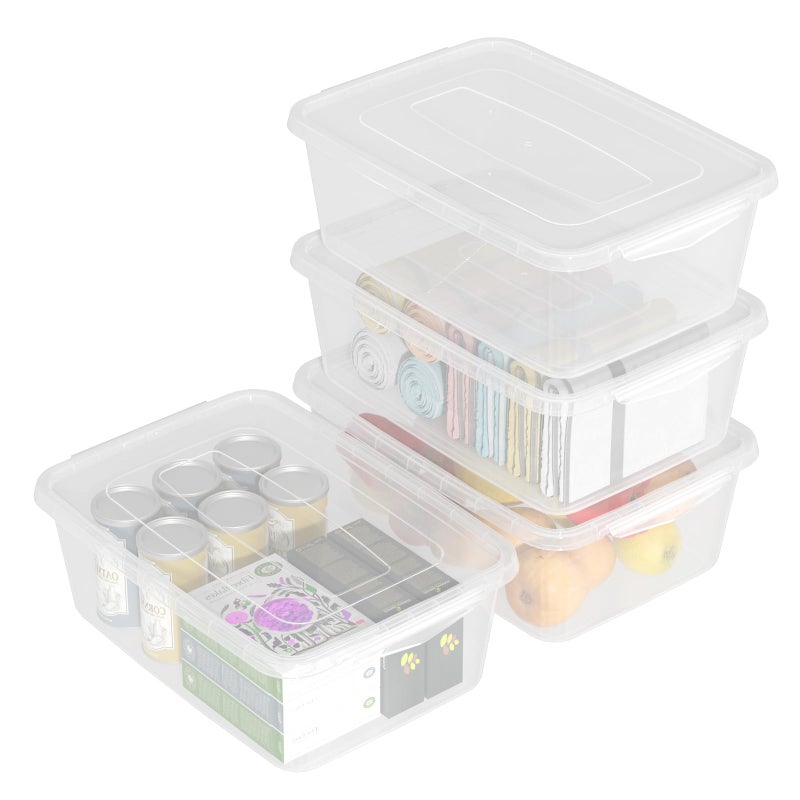 Quickquick 14 Quart Clear Plastic Storage Bin, Plastic Latching Containers with Lids, 4 Packs - Image 3