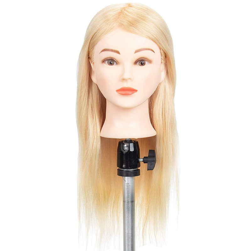 GEX 100 Human Hair Mannequin Head Blonde Training Practice Head for Styling Dying Cutting 613Blonde 20