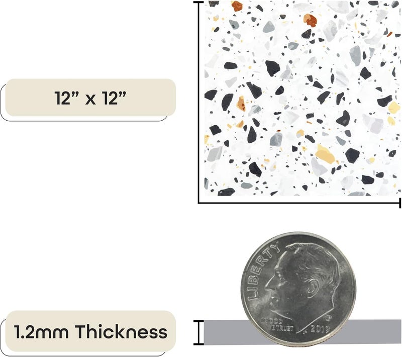 Achim بلاط فينيل ذاتي اللصق من تيفولي، 45 بلاطة - 12" × 12"، موزاييك - قشر و ألصق، أرضيات افعلها بنفسك للمطبخ، غرفة الطعام، غرف النوم، القبو والحمامات من ديكور المنزل - Image 5