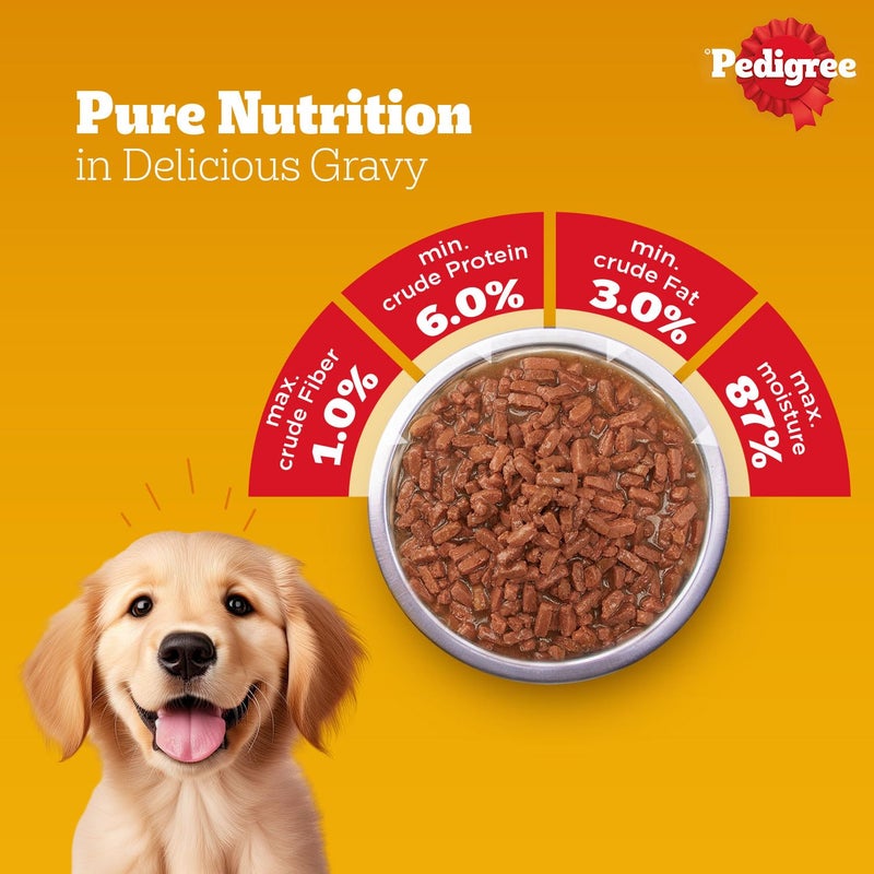 Pedigree Puppy Wet Dog Food, Lamb Flavour Chunks in Gravy, 130 g, Complete & Balanced Meal for Puppies - Image 5