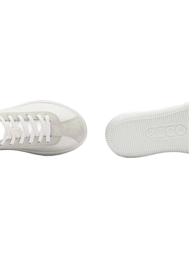 ECCO Leather Simple Lace-Up Comfortable Casual Sneakers, Soft Cool Zero Point Women'S Shoes 220253, White/Off-White, Size 37 - Image 3