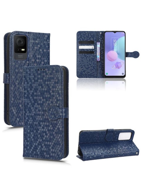 Case Cover For TCL 405 / TCL 406 T506D Honeycomb Dot Texture Leather Phone Case Blue
