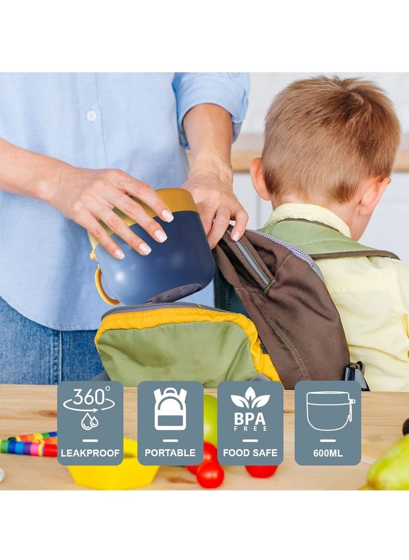 SYOSI - Food Jar For Kids with Foldable Spoon Vacuum Insulated Stainless Steel Thermal Food Container Food Thermos Soup Cup Leak Proof Hot Cold Food for School Office Picnic Travel Outdoors - Image 1