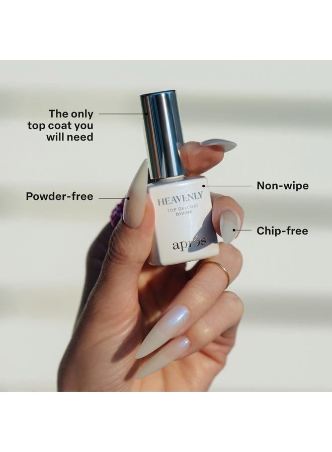 APRÉS Apres Heavenly Top Gelcoat, 15ml Non-Stick Gel Polish, Long Lasting Shimmering Finish (Divine, Ml) - Image 3