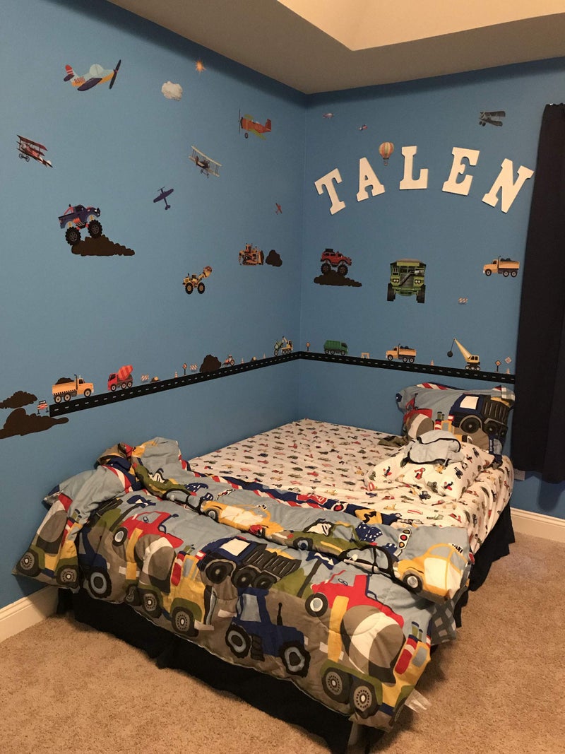 Create-A-Mural Construction Trucks Wall Decals Boys Wall Stickers, Tractor Vehicles Street Construction Theme Room Vinyl Peel & Stick Bedroom Decor Toddlers Playroom Decoration Birthday Gift (Construction Trucks) - Image 5