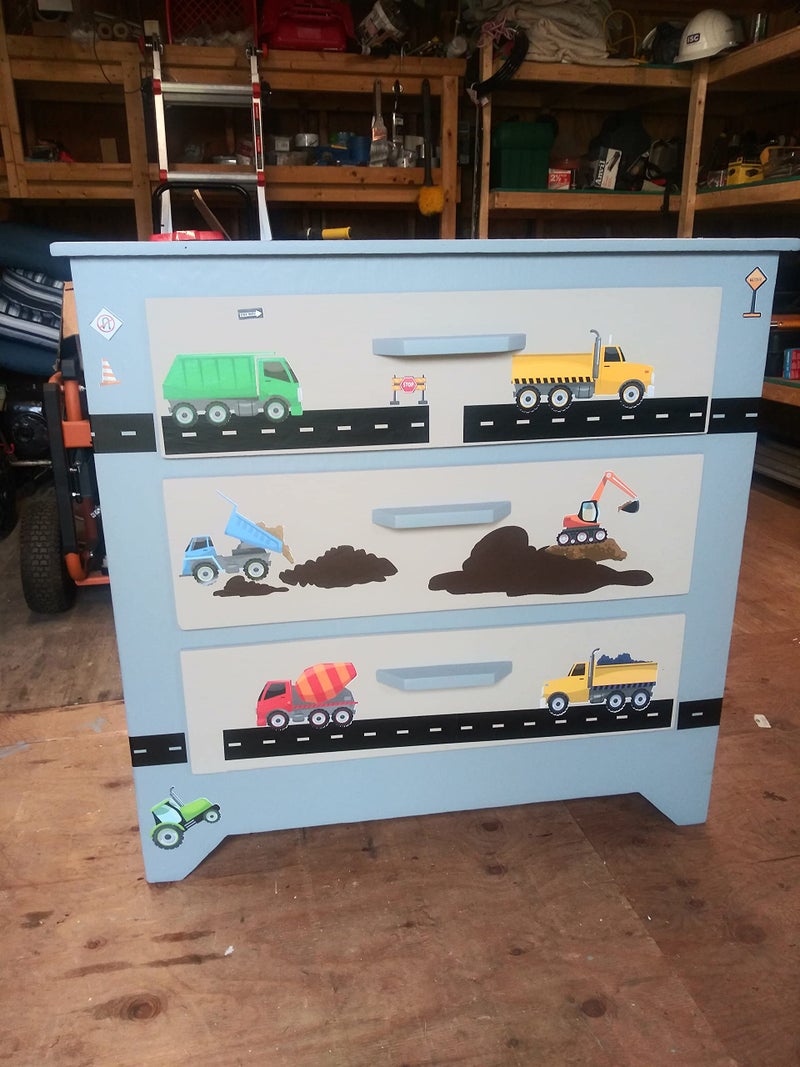 Create-A-Mural Construction Trucks Wall Decals Boys Wall Stickers, Tractor Vehicles Street Construction Theme Room Vinyl Peel & Stick Bedroom Decor Toddlers Playroom Decoration Birthday Gift (Construction Trucks) - Image 4