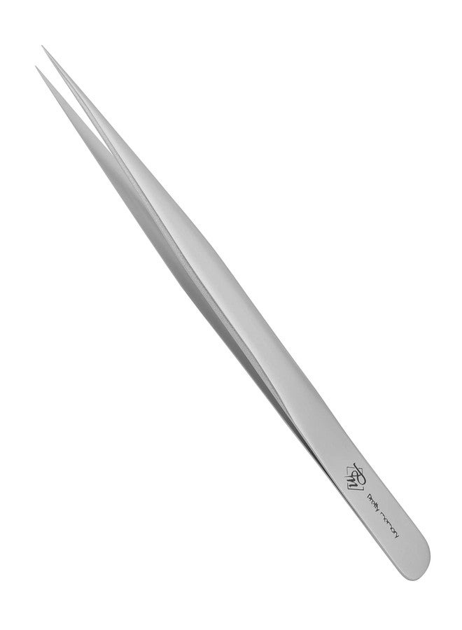 Pretty memory Pointed Tweezers for Eyelash Extensions, Stainless Steel Precision Straight Tip Lash tweezers for Isolation and Individual Lashes, Silver - Image 1