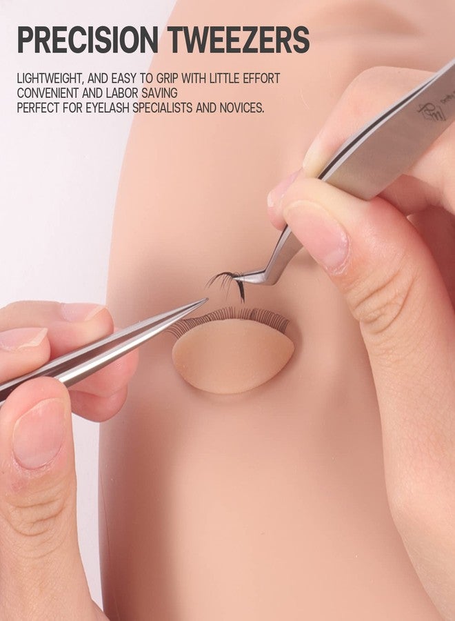 Pretty memory Pointed Tweezers for Eyelash Extensions, Stainless Steel Precision Straight Tip Lash tweezers for Isolation and Individual Lashes, Silver - Image 4