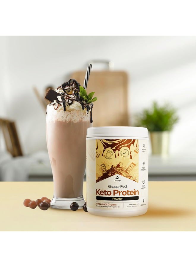 LevelUp Grass-fed Keto Protein Powder: Collagen Peptides | Pure C8 MCT Oil | Irish Butter | Whey Protein Isolate | Best Ketogenic Protein Shake Supplement | ® (Chocolate Cream) - Image 5