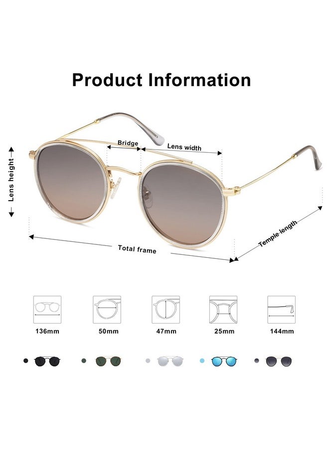Sojos Retro Round Double Bridge Polarized Sunglasses For Women Men Vintage Circle Uv400 Sunnies Sj1104 Greygrey  - Image 3