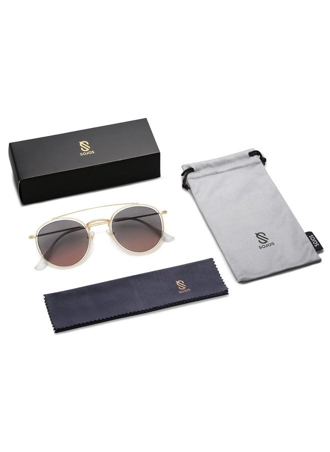 Sojos Retro Round Double Bridge Polarized Sunglasses For Women Men Vintage Circle Uv400 Sunnies Sj1104 Greygrey  - Image 5