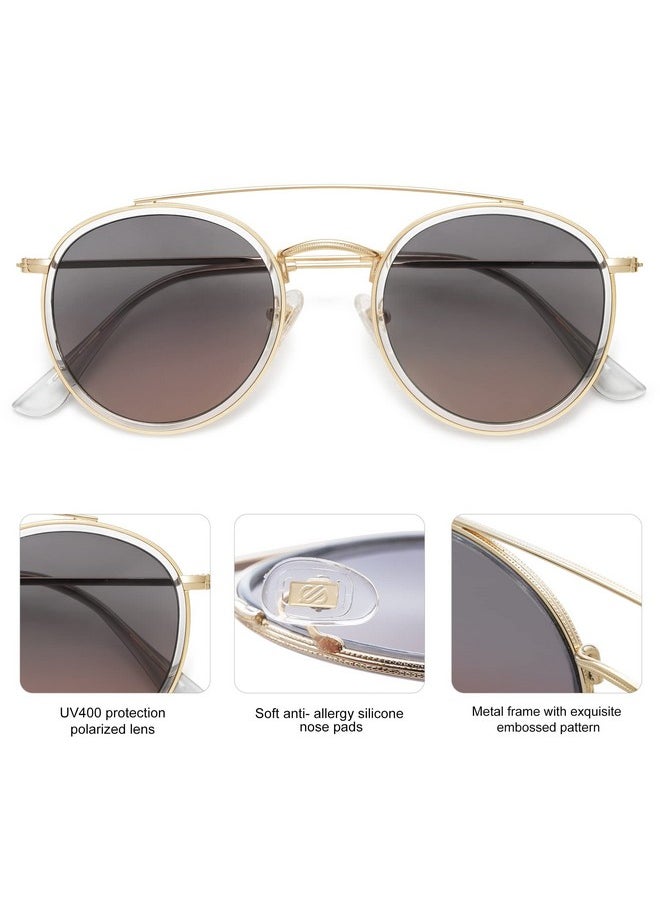 Sojos Retro Round Double Bridge Polarized Sunglasses For Women Men Vintage Circle Uv400 Sunnies Sj1104 Greygrey  - Image 2