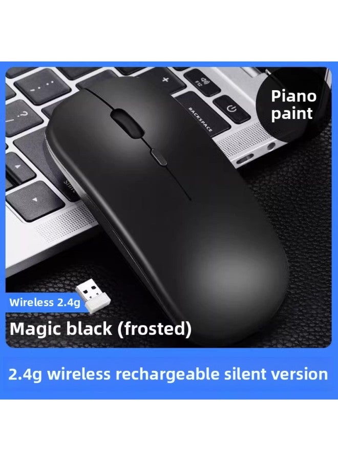 Wireless Mouse Charging Mute Bluetooth Dual-mode Office Laptop External Unlimited Mouse Smart Silent-Specification:Black [2.4g Wireless Rechargeable Silent Version]  - Image 1