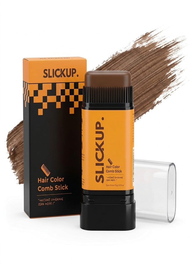 SLICKUP Hair Color Comb Stick for Men & Women (15g, Natural Brown) | Instant Grey Coverage for Hair, Beard & Moustache | Root Touch Up with Biotin, Shea Butter & Rosemary Oil | No Mess, Made in India - Image 1