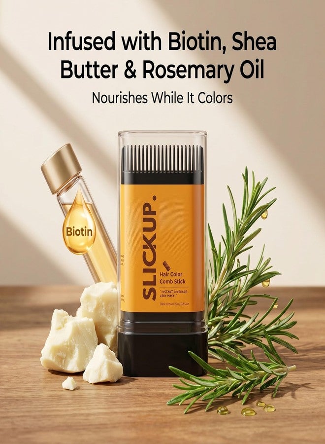 SLICKUP Hair Color Comb Stick for Men & Women (15g, Natural Brown) | Instant Grey Coverage for Hair, Beard & Moustache | Root Touch Up with Biotin, Shea Butter & Rosemary Oil | No Mess, Made in India - Image 3