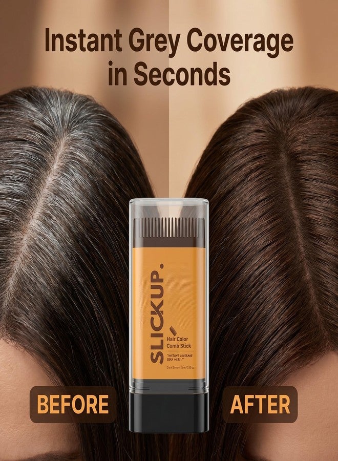 SLICKUP Hair Color Comb Stick for Men & Women (15g, Natural Brown) | Instant Grey Coverage for Hair, Beard & Moustache | Root Touch Up with Biotin, Shea Butter & Rosemary Oil | No Mess, Made in India - Image 2
