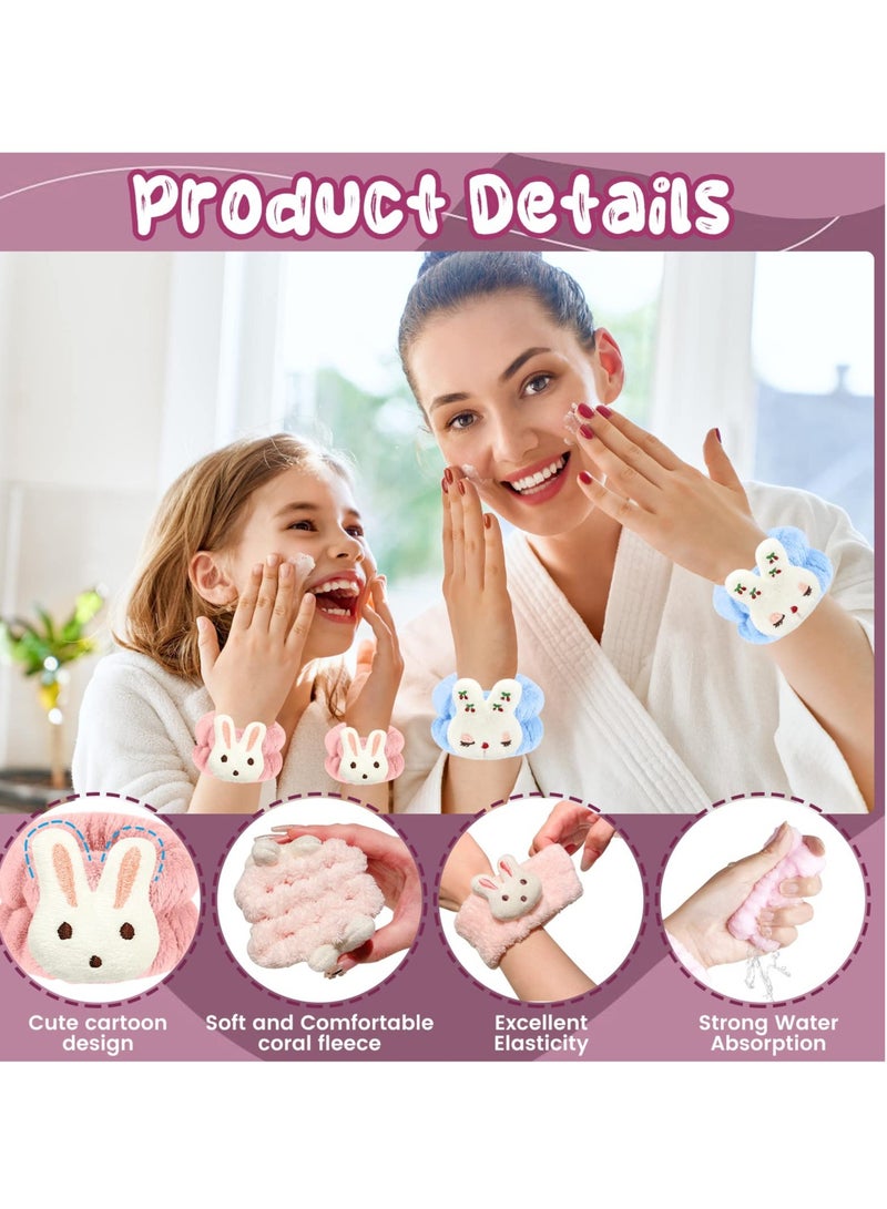 Women's Wrist Bands for Washing Face, 8 Pcs Cartoon Microfiber Wrist Spa Washband for Girls,Super Absorbent Wrist Towels, Arm Bands Prevent Liquid from Spilling(4 Patterns) - Image 4