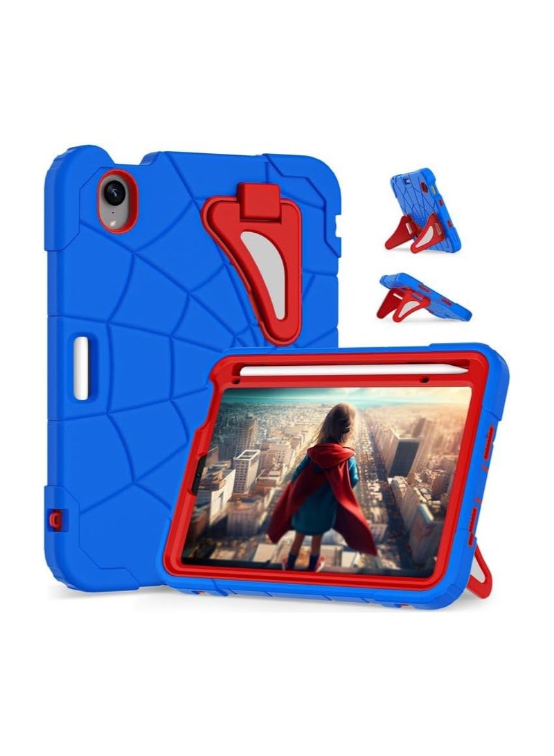 VKL Case for iPad Mini 7 2024/iPad Mini 6 2021 8.3 inch,Kids Friendly Case with Pencil Holder,Foldable Kickstand Thickned Cornor Heavy Duty Shockproof iPad Mini 7/6 Cover (Blue Red) - Image 1